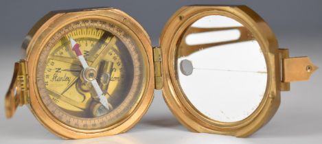 Stanley of London brass compass, length 8cm