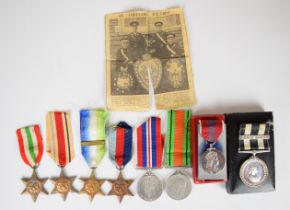 Six WW2 medals comprising 1939/1945 Star, Africa Star, Italy Star, Atlantic Star with clasp for