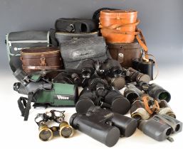 Binoculars and a spotting scope to include Bushnell 12x42 waterproof binoculars in original case,