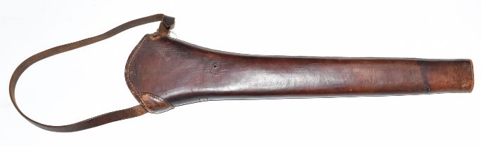 Martini-Henry or similar saddle carbine rifle leather bucket holster stamped 'E.W.I CA 1942 CA&Co