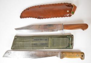 British Cold War Martindale machete dated 1966 with broad arrow mark and KE/18731, 33cm blade with