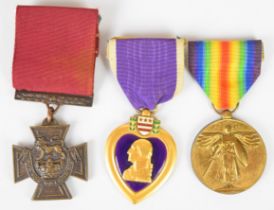Two United States medals comprising WW1 Victory Medal and Purple Heart (For Military Service),
