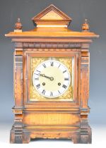 19th or early 20th century mahogany cased bracket or mantel clock, with gilt dial with silvered