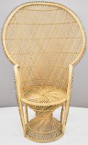 Vintage wicker peacock chair, overall height 135cm