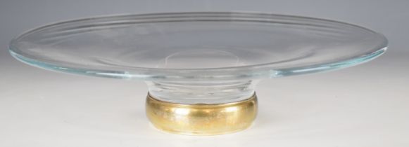 Modern hallmarked silver mounted glass fruit or similar bowl with silver rim to base, Birmingham