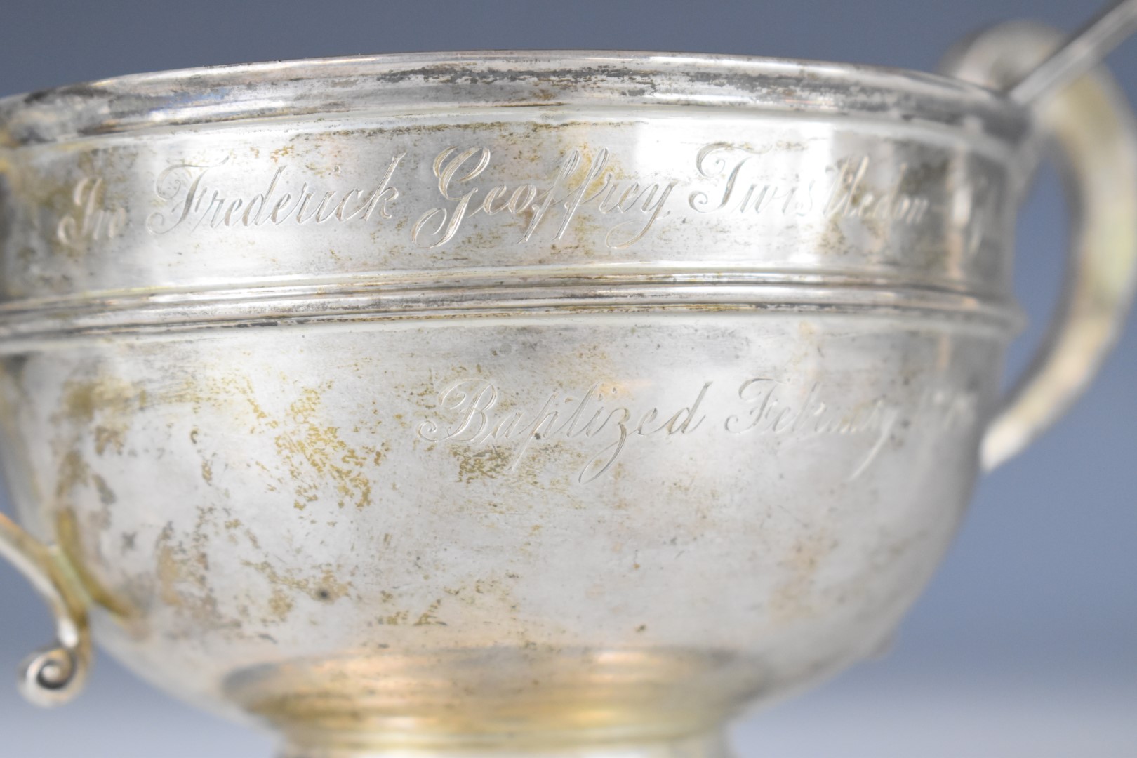 Edward VII hallmarked silver twin handled handled sugar or similar bowl and matching Hanoverian - Image 3 of 5