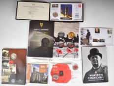 Various mint coin packs containing military commemorative crown sized coins, London Mint, Royal