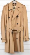 Burberry ladies wool and cashmere double breasted camel coat, size UK 6 / USA 4, in Burberry branded