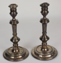 Pair of modern Elizabeth II hallmarked silver candlesticks, London 1958, maker William Comyns & Sons