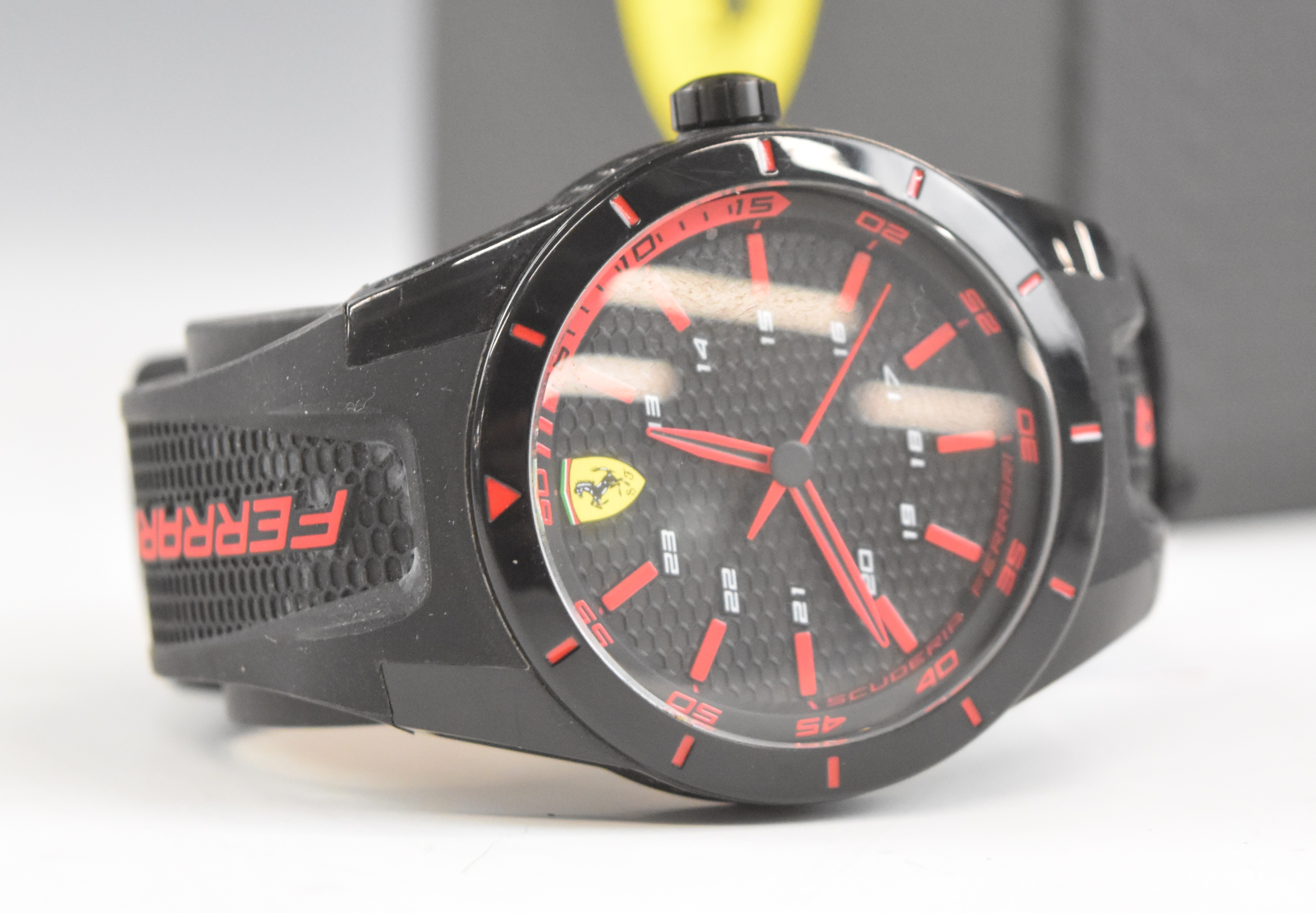 Scuderia Ferrari gentleman's wristwatch with red hands and hour markers, black dial, bezel and - Image 2 of 5