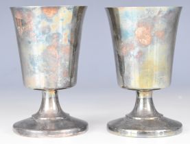 Elizabeth II pair of hallmarked silver trumpet shaped goblets, Sheffield 1982, maker Parkin