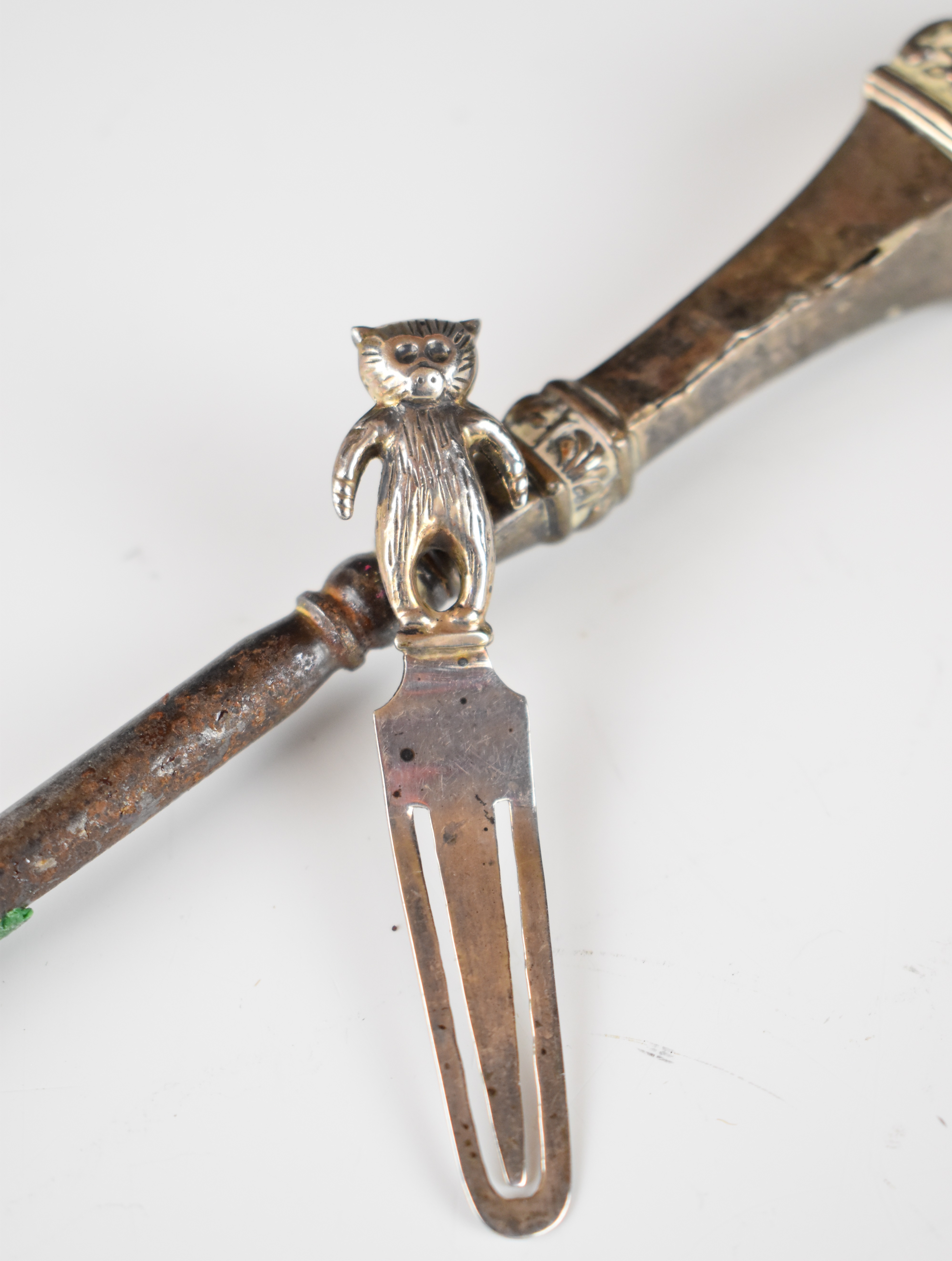 Victorian hallmarked silver three piece christening set comprising knife, fork and spoon, - Image 3 of 8