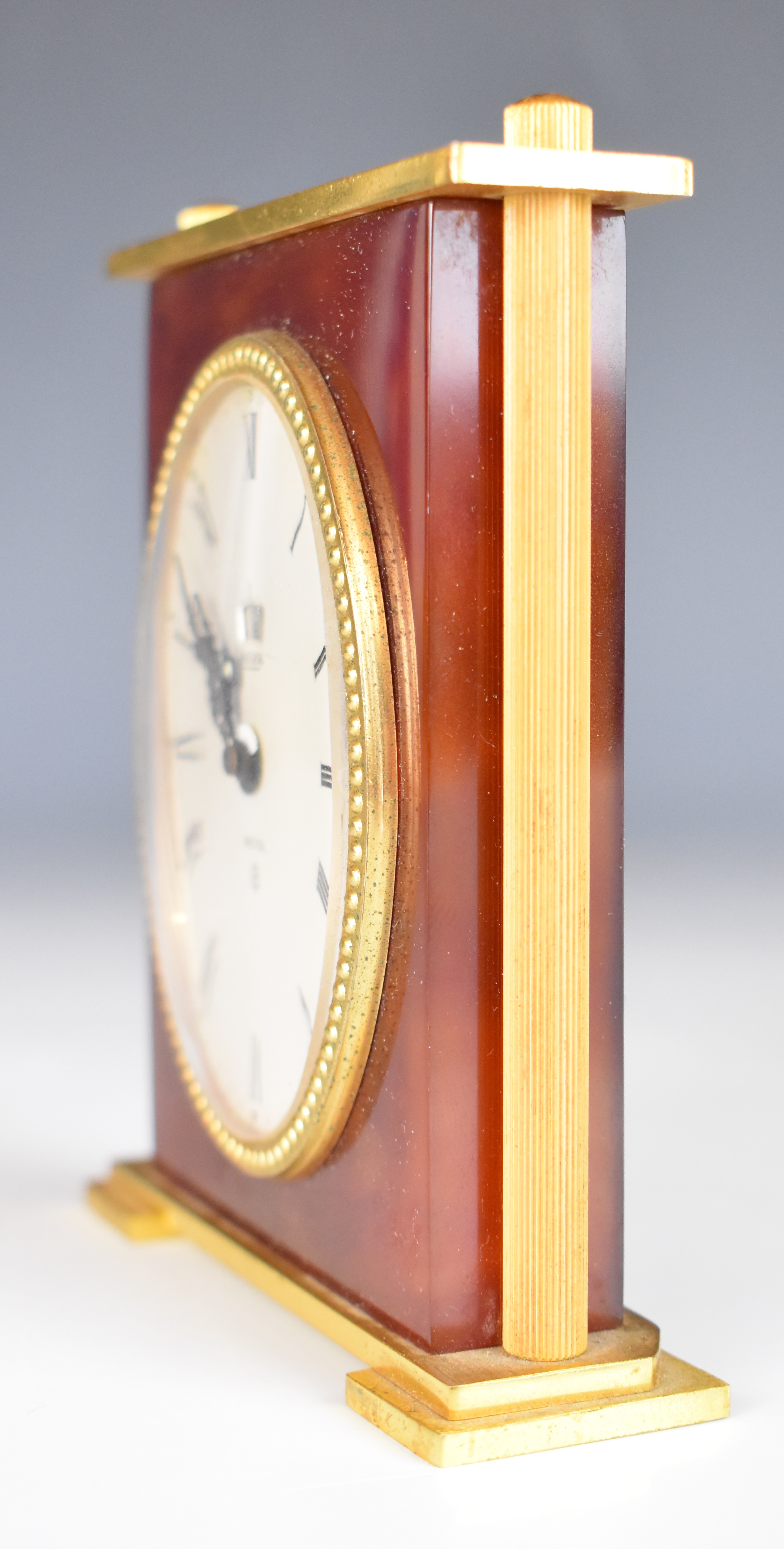 Jaeger (pre LeCoultre) Recital 8 day desk clock with alarm, black Roman numerals, silver dial and - Image 3 of 6