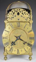 Antique style brass lantern clock, named to dial Jos Pickering Lutterworth N 146, the two train
