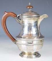 Selfridge & Co Ltd Art Deco hallmarked silver hot water jug, Birmingham 1933, height 18cm, weight