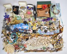 A collection of costume jewellery including Miracle pendant, Victorian brooch mount, cufflinks, Avon