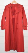 Burberry's ladies trench coat in red, with detachable wool liner and collar, size 6 long