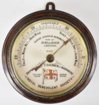 Dollond London Marine Aneroid Barometer, with flag and name of the Shipwrecked Fishermen & Mariners'