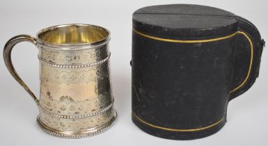 Victorian hallmarked silver christening mug, London 1876, maker Thomas Bradbury & Sons, with kite