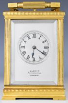 Clerke Royal Exchange London gilt metal cased repeating carriage clock with silvered dial,