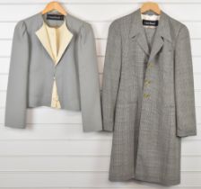 Louis Feraud ladies trouser suit in Prince of Wales check, UK size 8 and a Louis Feraud grey