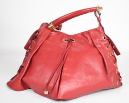 Vintage Yves St Laurent Rive Gauche Mombasa bag in dark pink leather, 40 x 26cm