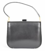 Lederer Fifth Avenue frame handbag in black leather with gold hardware, 21 x 17.5 x 9.5cm