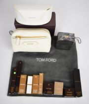 Tom Ford cosmetics including three lipsicks, lip gelee, eyeshadows, eyeliners etc, in a Tom Ford