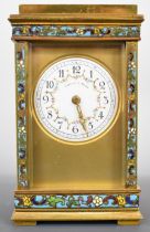 Charles E Rose late 19th or early 20th century gilt metal and enamel carriage clock, the white