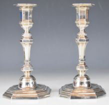 Pair of Victorian hallmarked silver octagonal candlesticks, London 1900, maker Thomas Bradbury &