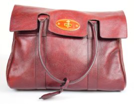 Mulberry Bayswater bag in burgundy grained leather, 38 x 26xm