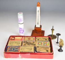 Collectables including Derwentwater Mauchline or similar obelisk thermometer with ivorine panel,