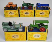 Five Matchbox Models of Yesteryear diecast model vehicles comprising numbers 1, 4, 8, 11 and 15, all