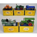 Five Matchbox Models of Yesteryear diecast model vehicles comprising numbers 1, 4, 8, 11 and 15, all