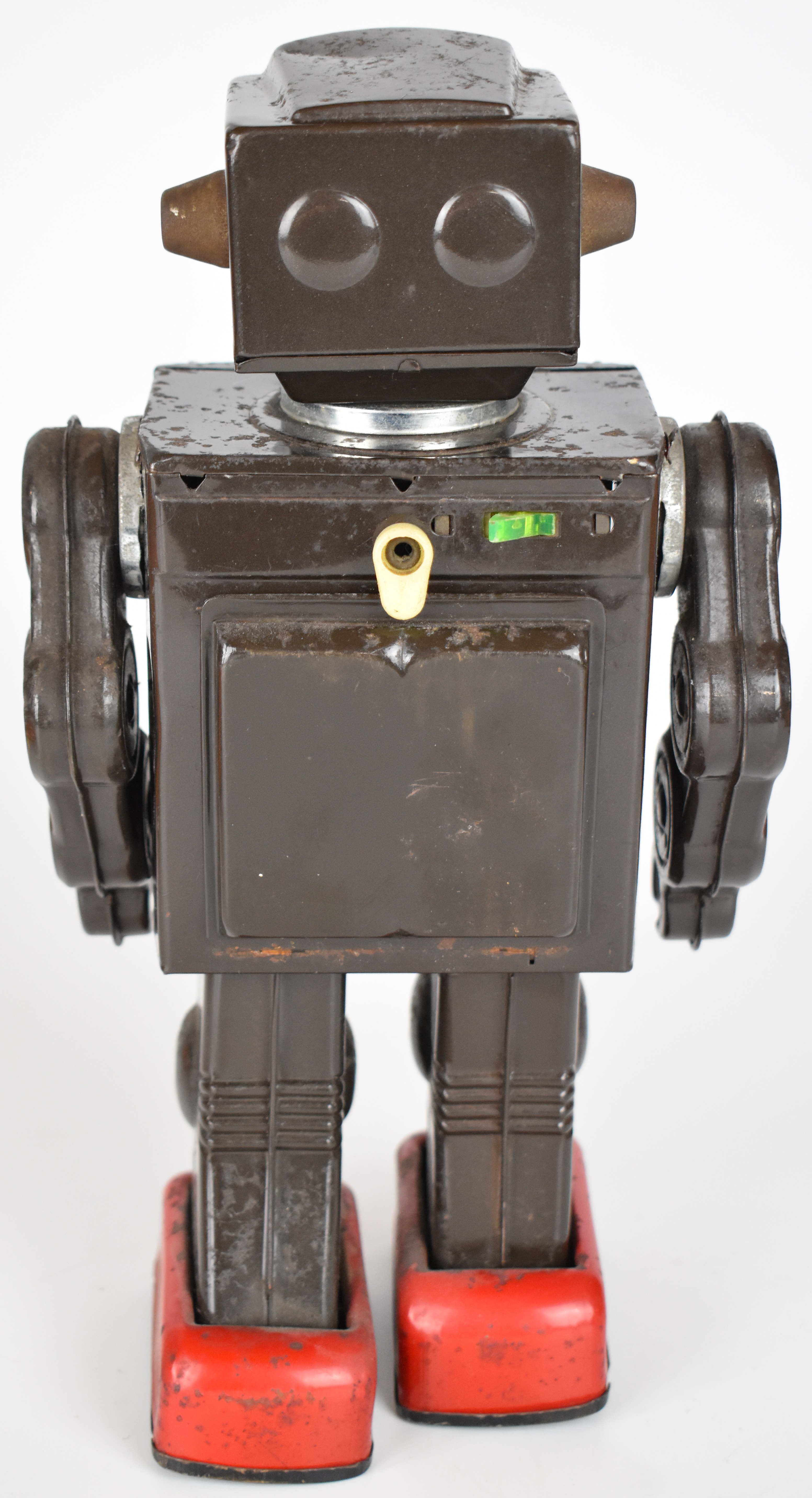 Japanese battery operated tinplate 'Attacking Martian' robot by Horikawa (SH Toys), height 28cm, - Image 4 of 11