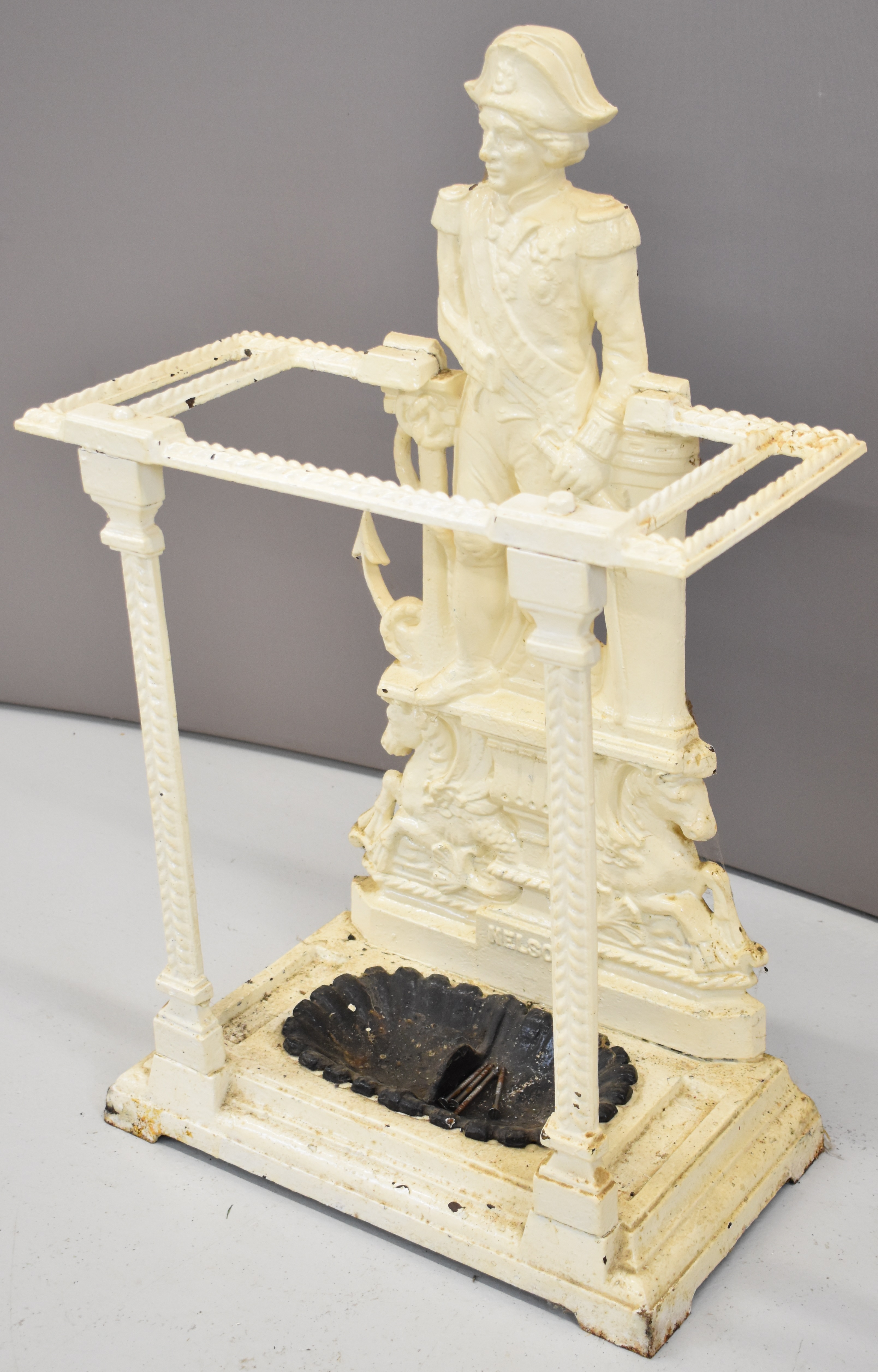19thC figural cast iron Lord Nelson stick/umbrella stand with 'Nelson' to casting and lift out - Image 2 of 3