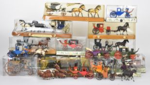 Seventeen Brumm Historical Series horse and carriage sets together with a Corgi State Landau 1902,