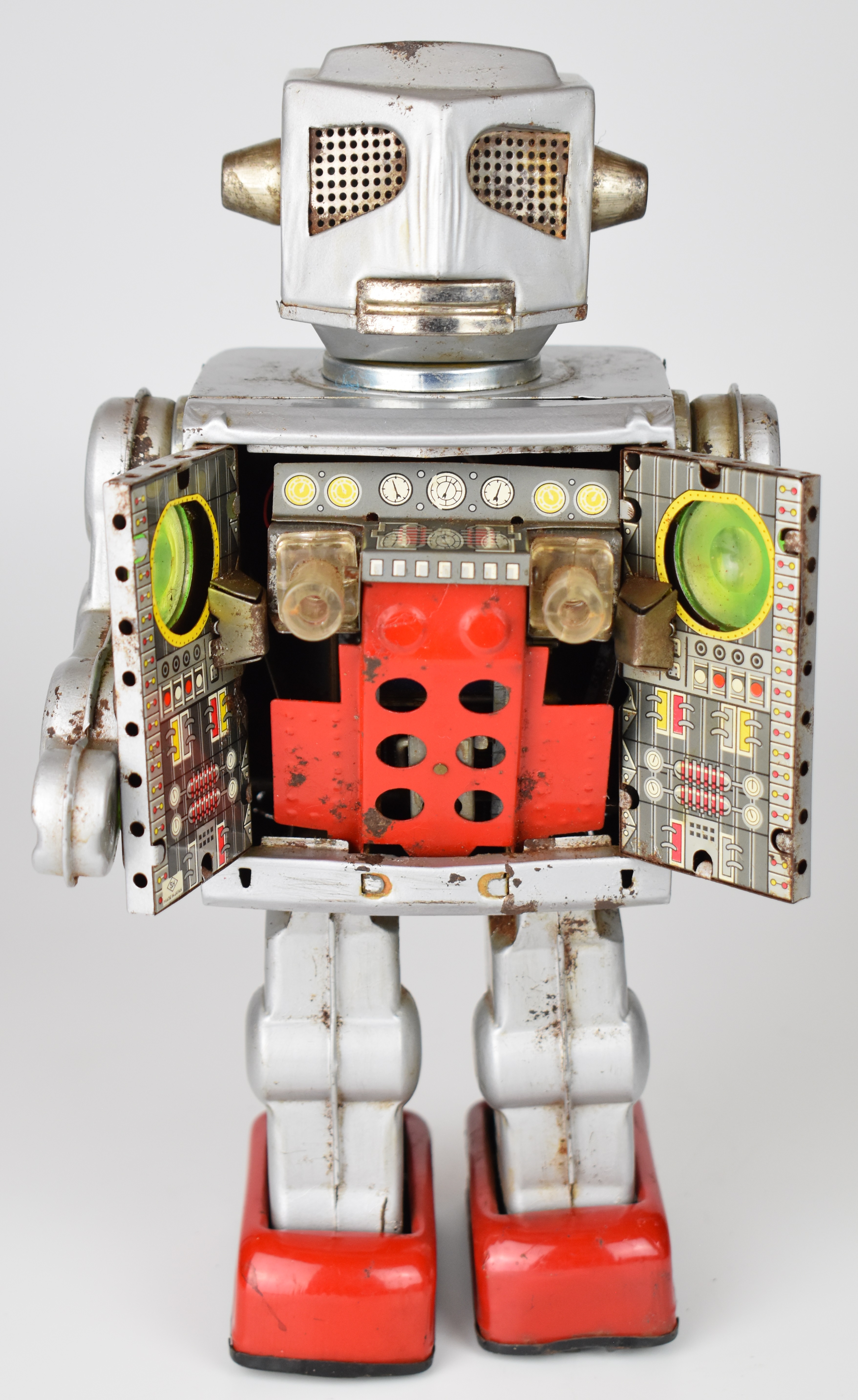 Japanese battery operated tinplate 'Attacking Martian' robot by Horikawa (SH Toys), height 29cm. - Image 3 of 7