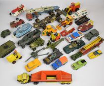 A collection of loose Corgi and Dinky diecast model cars to include Batmobile, Spectrum Pursuit