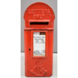 Edward VII cast iron lamp post mounted post box with enamel plate to door for Farthing Farm,