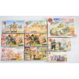 Nine Airfix 1:32 scale plastic model kits with mostly WW2 themes to include Rommel's Half Track