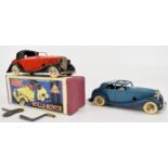 Two Tri-ang Minic Toys clockwork tinplate or pressed steel saloon cars comprising Rolls-Royce and