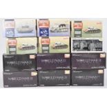 Twelve Corgi 1:50 scale diecast model tanks and similar military vehicles from the World War II