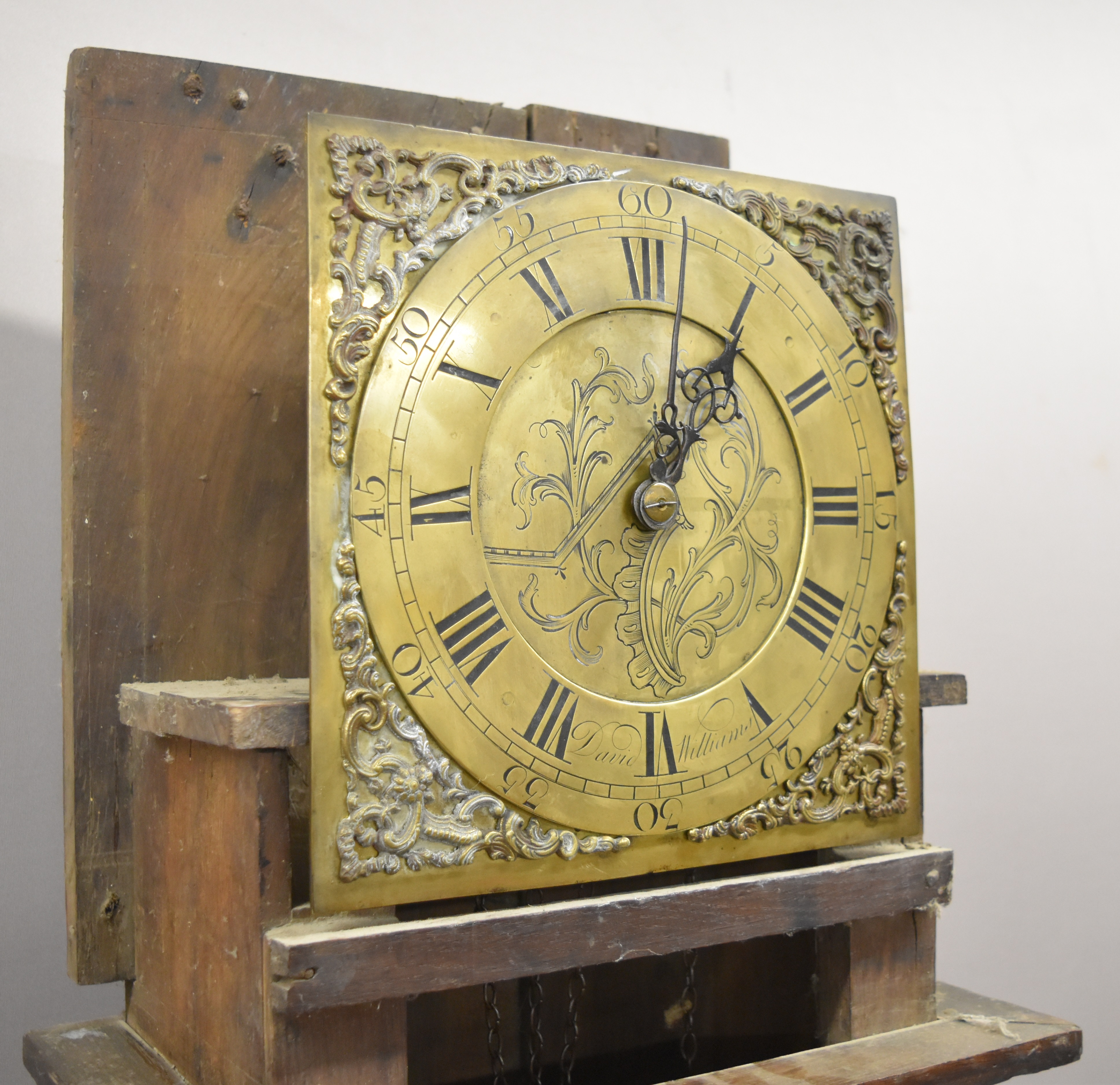 David Williams, likely Welsh and possibly Neath, oak cased, brass dial longcase clock, the thirty - Image 3 of 5