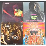 Four Jimi Hendrix albums comprising Electric Ladyland (Track Records), Axis Bold As Love, Rainbow