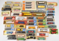 Fifty-five N gauge American freight boxcars and similar, manufacturers to include Minitrix, Con-Cor,