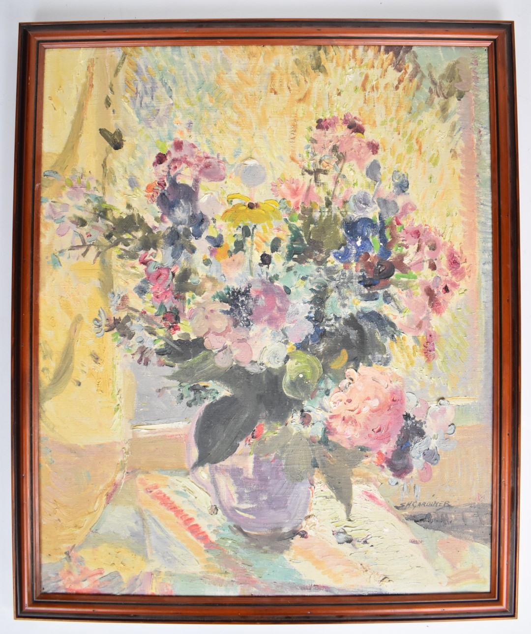 Stanley Horace Gardiner (1887-1952) oil on canvas still life study of flowers, signed lower right, - Image 2 of 4