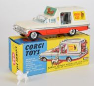 Corgi Toys diecast model Kennel Service Wagon with four dogs, red/white body, sky blue interior,