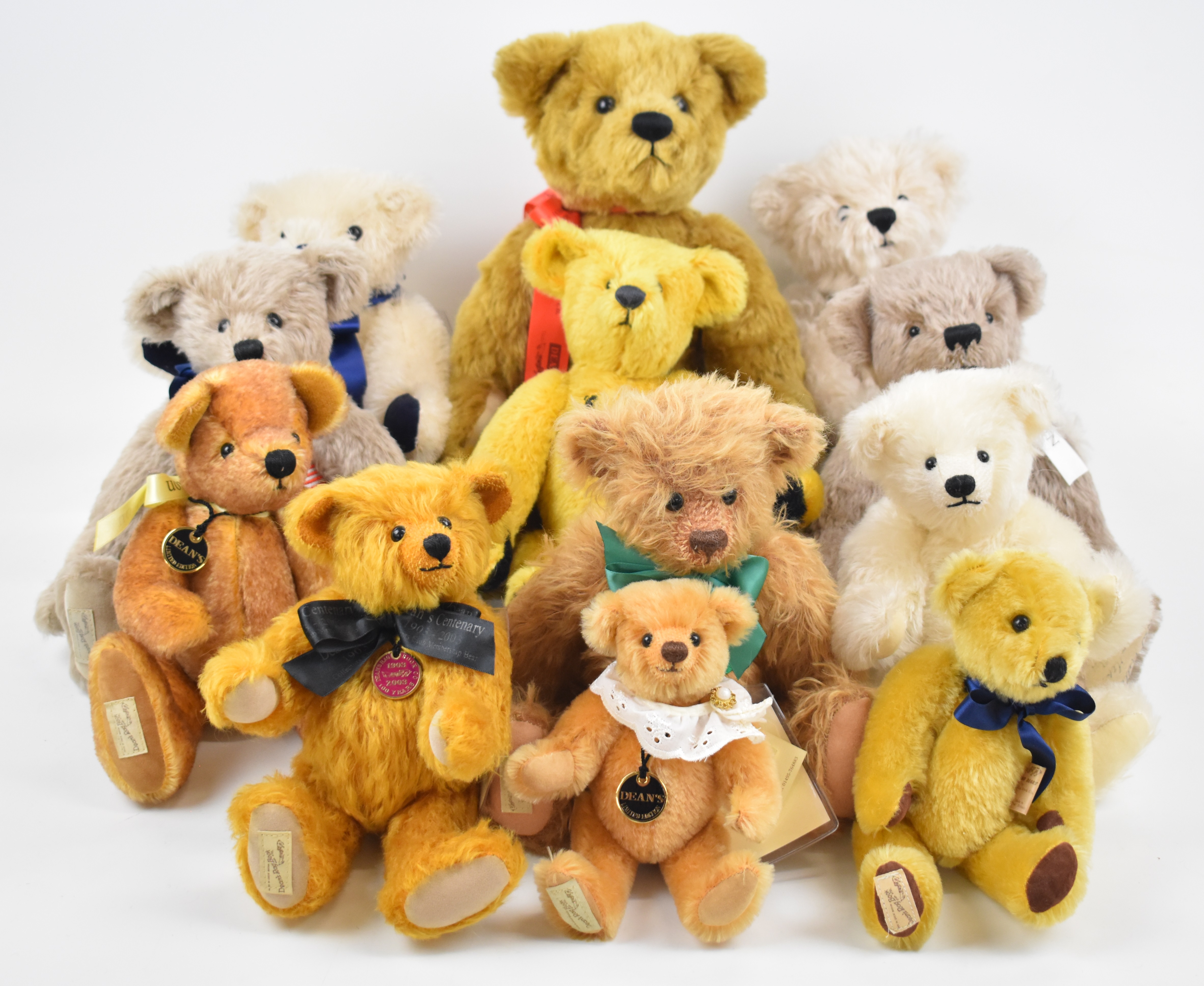 Twelve Deans Rag Book limited edition Teddy bears, most with original labels and tags to include