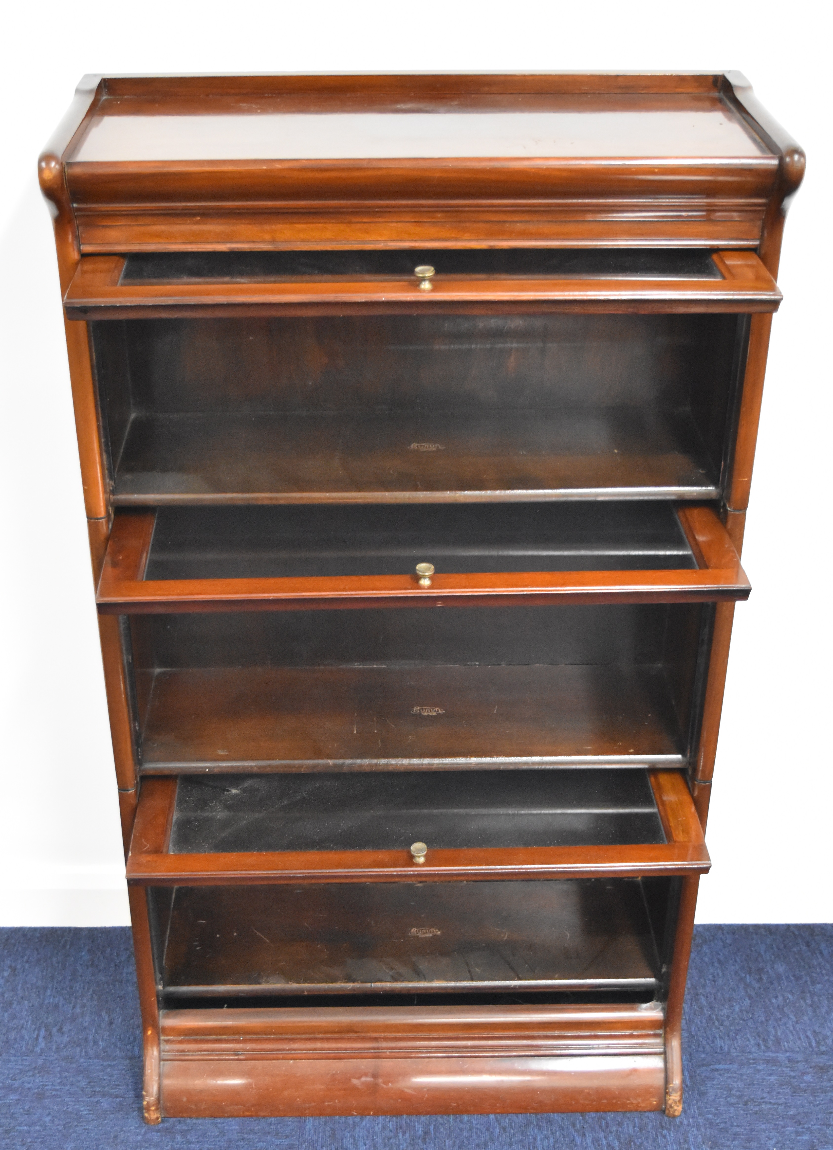 Gumm Globe Wernicke style three section stacking bookcase with glazed up and over doors, W66 x D31 x - Image 2 of 6